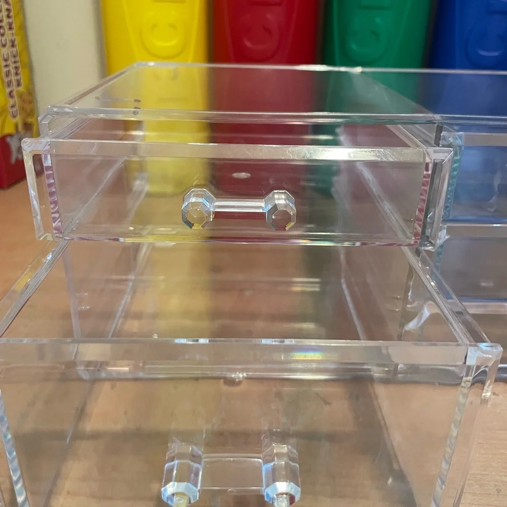Clear Acrylic Makeup & Desk Organizer - Transparent Home Storage Set of 2
